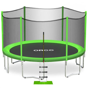 ORCC Green Out-net trampoline with Enclosure Net Ladder and Rain Cover