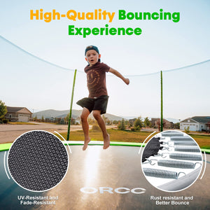 ORCC Green Out-net trampoline with Enclosure Net Ladder and Rain Cover