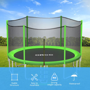 ORCC Green Out-net trampoline with Enclosure Net Ladder and Rain Cover