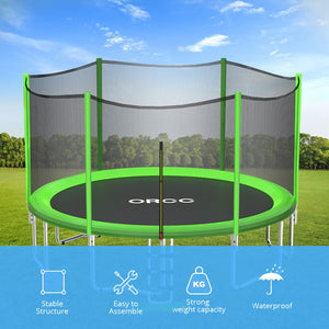 ORCC Green Out-net trampoline with Enclosure Net Ladder and Rain Cover